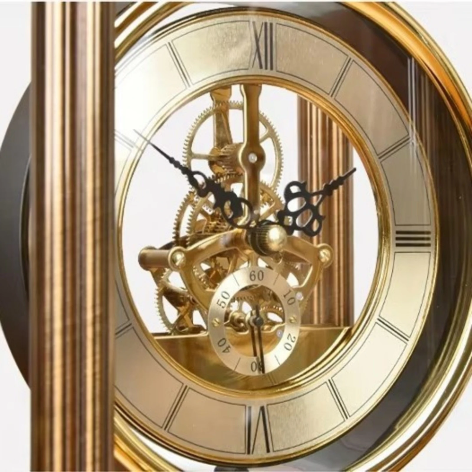 Quartz Table Clock European-Style Clock with Roman Numerals Ornate Antique for Homeowners, Mantel, Living Room