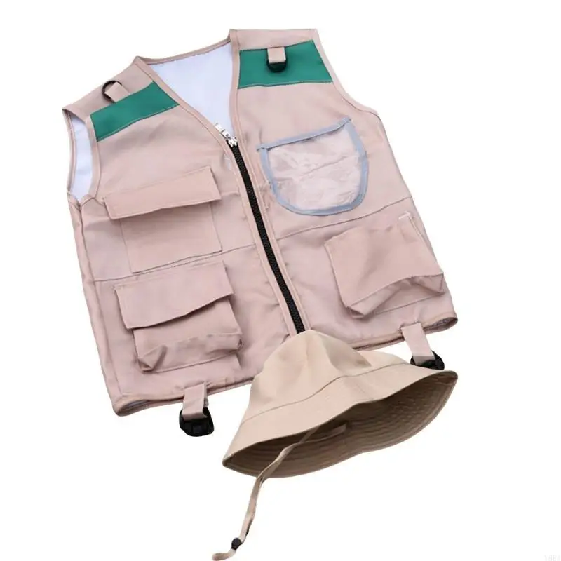 Y88a Outdoor voor kinderen verkleed en doen alsof ik kostuums wasbare kinderen -vest hoed voor