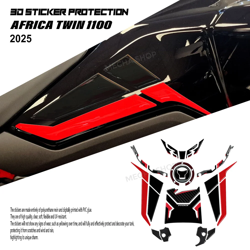 

For CRF 1100L Africa Twin CRF1100 Accessories 2025 2024 2026 Motorcycle 3D Epoxy Resin Sticker Protection Kit Fuel Tank Pad