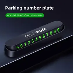 Car Styling Luminous Temporary Parking Card Phone Number Card Plate For Audi Quattro A3 A4 A6 A5 Q5 A1 Q7 Q3 Q2 Q8 A7 A8 TT S1