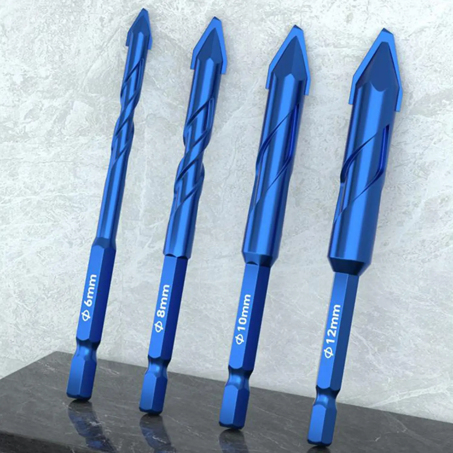 6/8/10/12mm Eccentric Twist Drill Bits Tile Masonry Drill Bits Precision Drilling Concrete Spiral Drill Bit 1 Pc Oblique Head