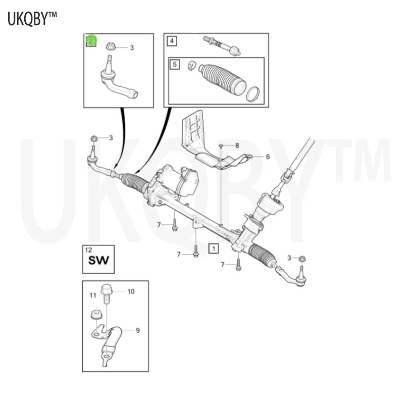 Ball joint kit, flange nut, steering rod kit, corrugated pipe kit, protective plate, flange screw