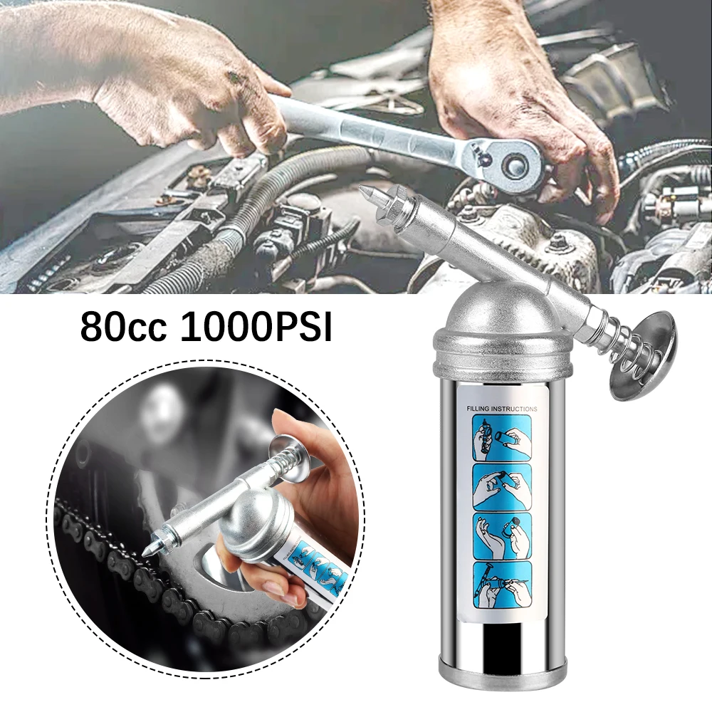 1000PSI الناتج ضغط مزيتة بندقية الشحوم الصغيرة اكسسوارات السيارات سبيكة 80cc قدرة مزيتة أداة اليد آلة يده