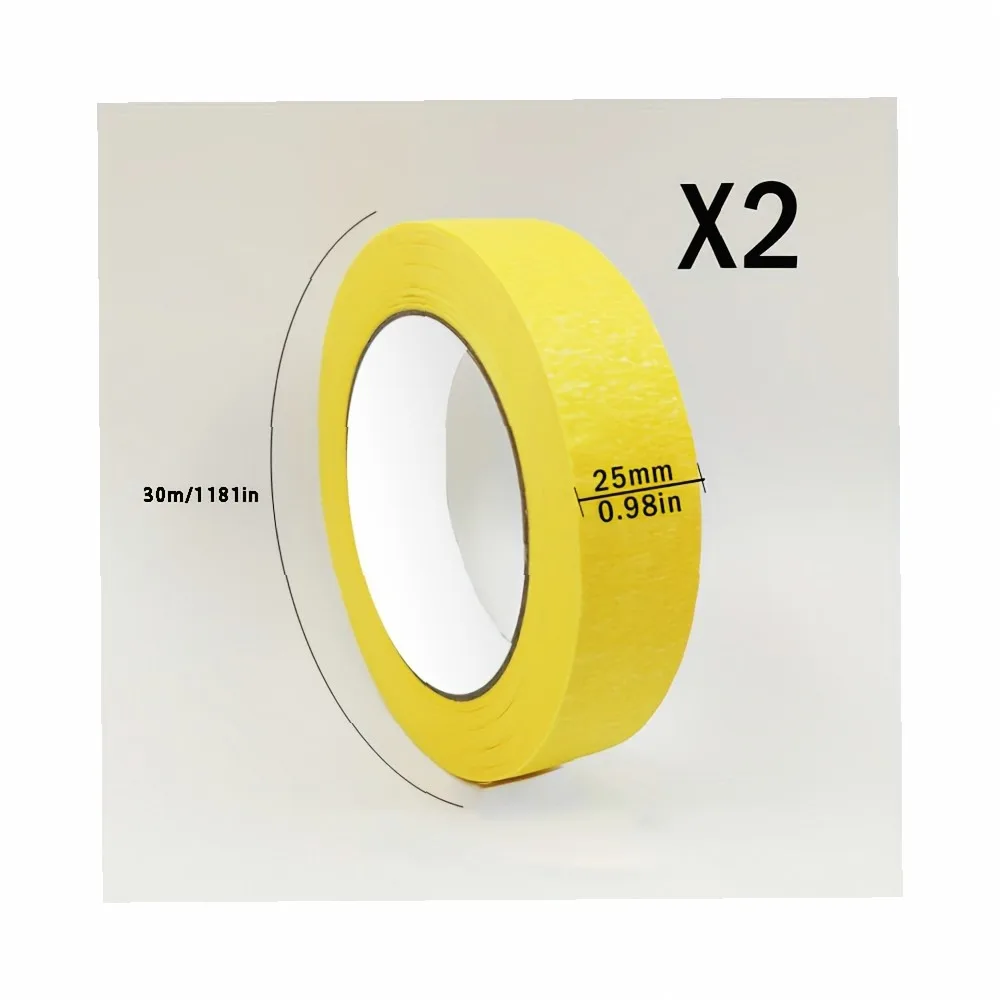 2 Rolls 1.18in Yellow Tape - Tearable Painter Tape for Paint Protection, Art Projects, Office & Home Use, Ideal for