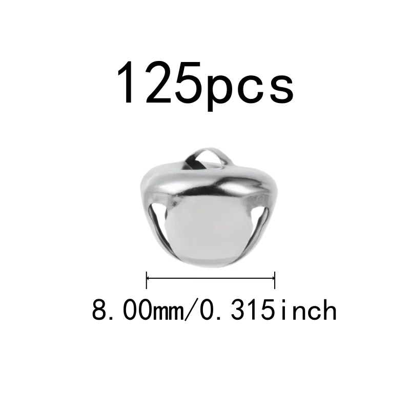Clear Crisp Sound 8mm Cross Bells, 125 pcs, Home Hanging Ornament, Small Delicate Size for Wedding Decoration, Silver