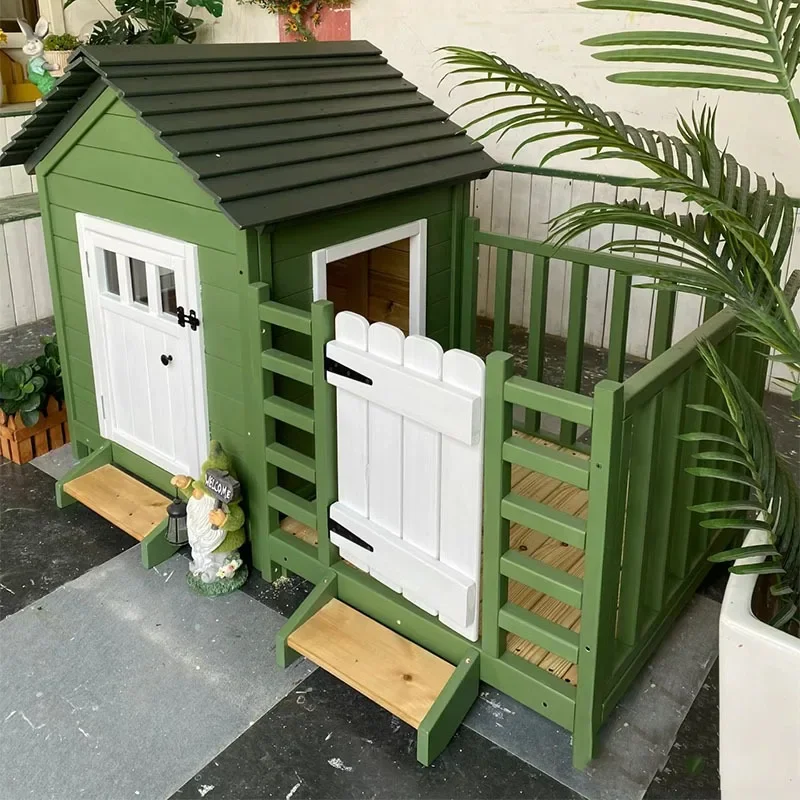 Solid wood dog house universal in all seasons, large dog rainproof and waterproof kennel, wooden cat nest, dog cage
