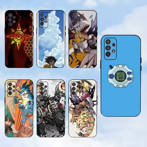 D-Digimon Cartoon Phone Case For Samsung S25,S24,S23,S22,S21,S20,S10,Ultra,Plus,Lite,FE,Soft Silicone Black Cover