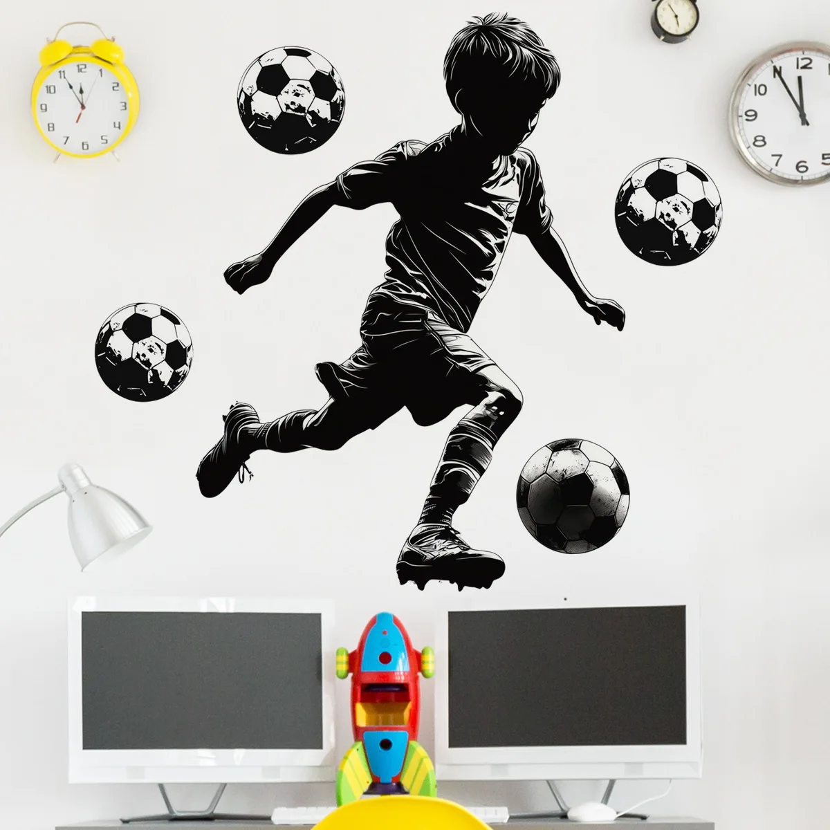 Football Boy Vinyl Child Wall Stickers For Kids Room Decor Wall Decor Adhesive Wallpaper Furniture Sticker Bedroom Accessories
