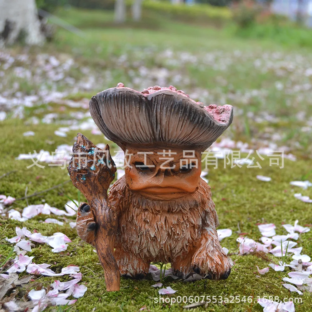 

Mushroom Monster Shaman Troll Statue‌ - Fantasy Garden Decor Resin Sculpture