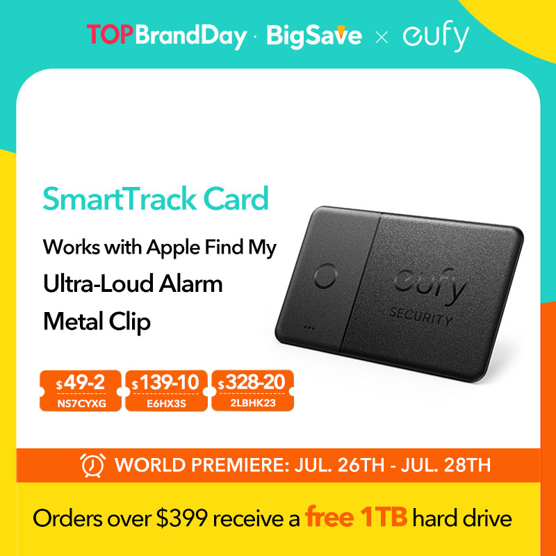  eufy Security SmartTrack Card Works with Apple Find My Wallet Tracker Phone Finder Water Resistant 3-Year Battery Life 