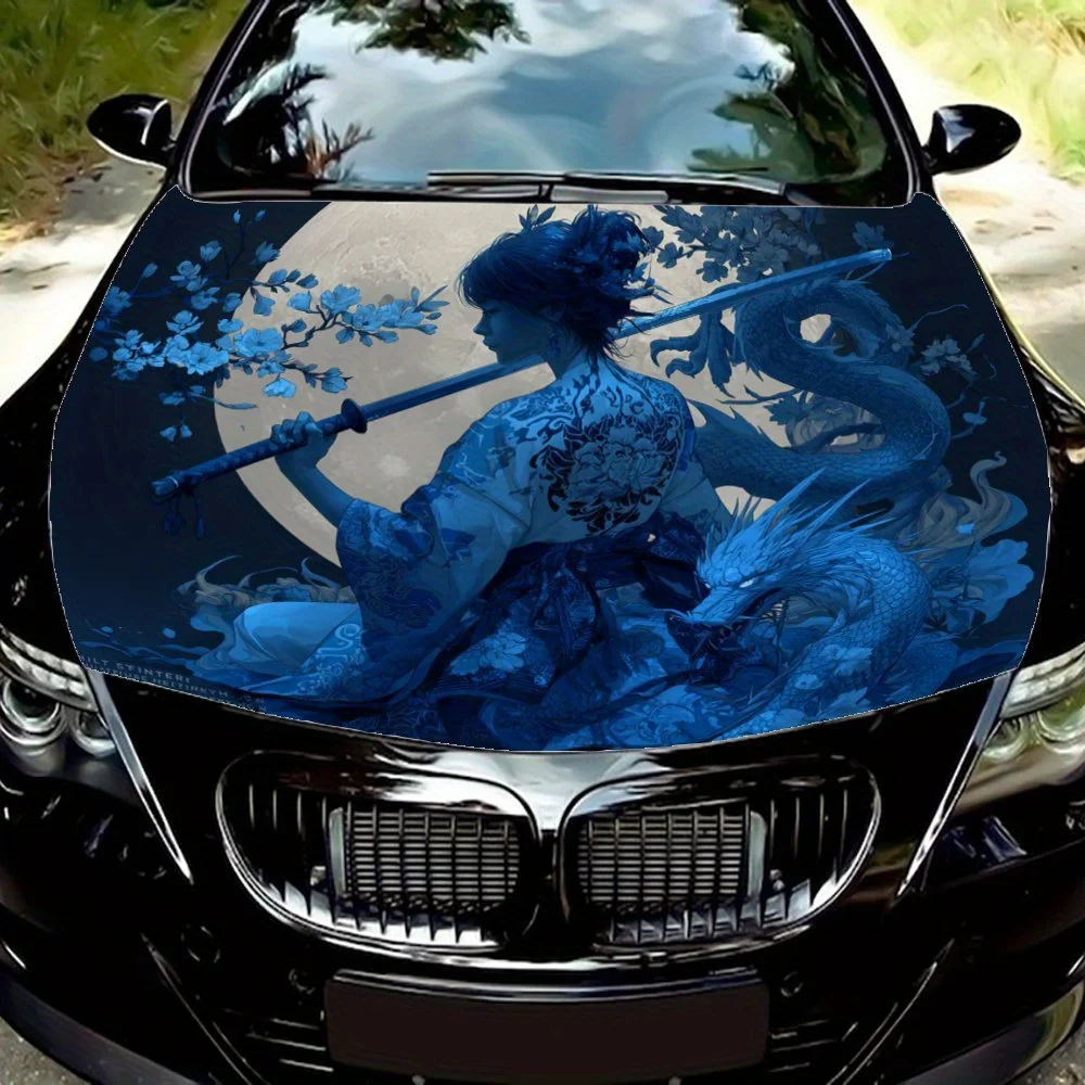 

Moon Night Female Warrior Print Hood Decal - Vibrant Realistic Patterns Design, PVC Material, Racing Car Body Vinyl Sticker, Ext