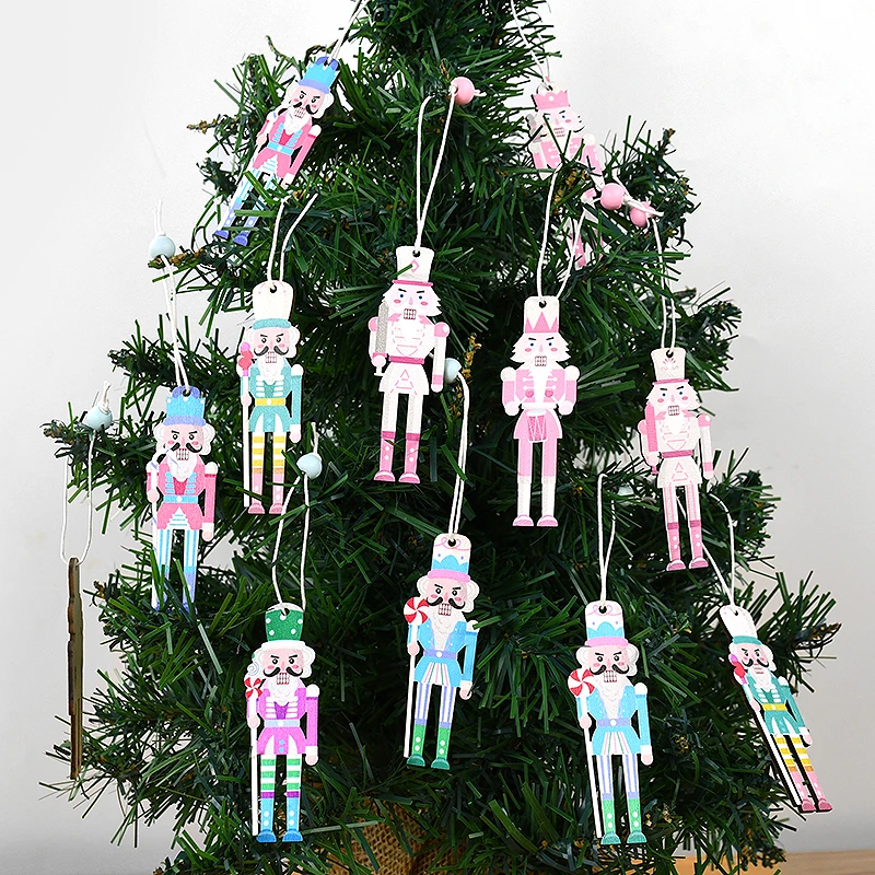 

8Pcs Pink Blue Nutcracker Soldier Wooden Pendants Christmas Tree Hanging Ornament Merry Christmas Decoration 2025 Navidad Gift