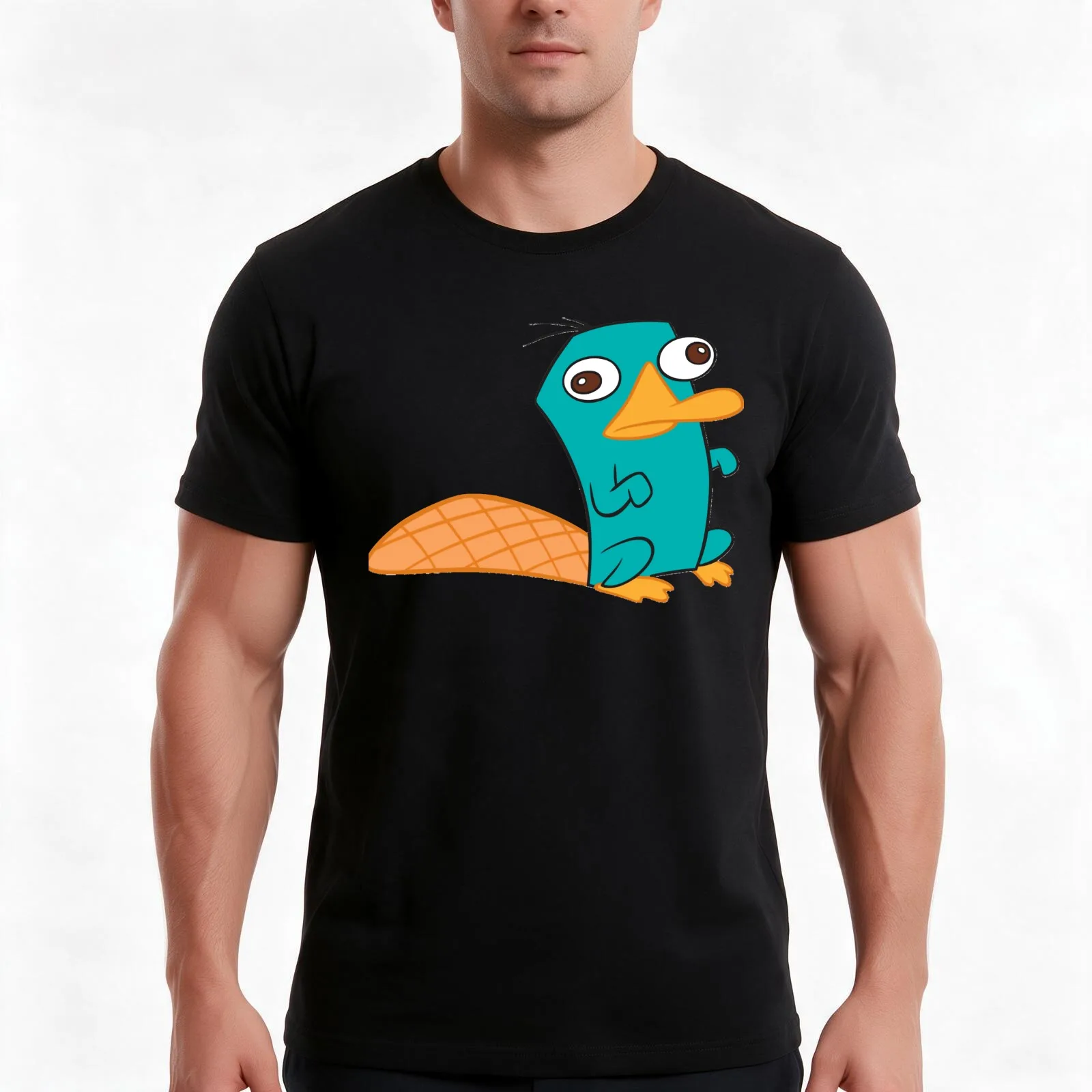 Perry the Platypus Classic T-Shirt, Summer Casual Cotton Tee, Oversized Streetwear Tops, Vintage Graphic Print, Unisex Men Women