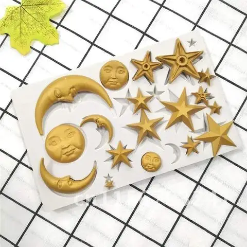 Silicone Moon Stars Sun Fondant Mold Chocolate Candy Sugarcraft Mould Cake Decorating Diy Pastry Scone Tools Kitchen Bakeware