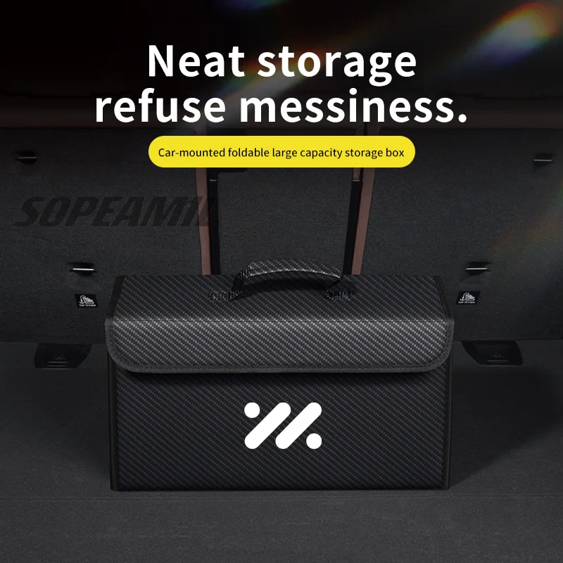 Car Trunk Leather Storage Box Foldable Stowing Tidying Bag For IM LS7 L7 L6 LS6 IM6 IM5 LS9 2025 2026 Auto Accessories