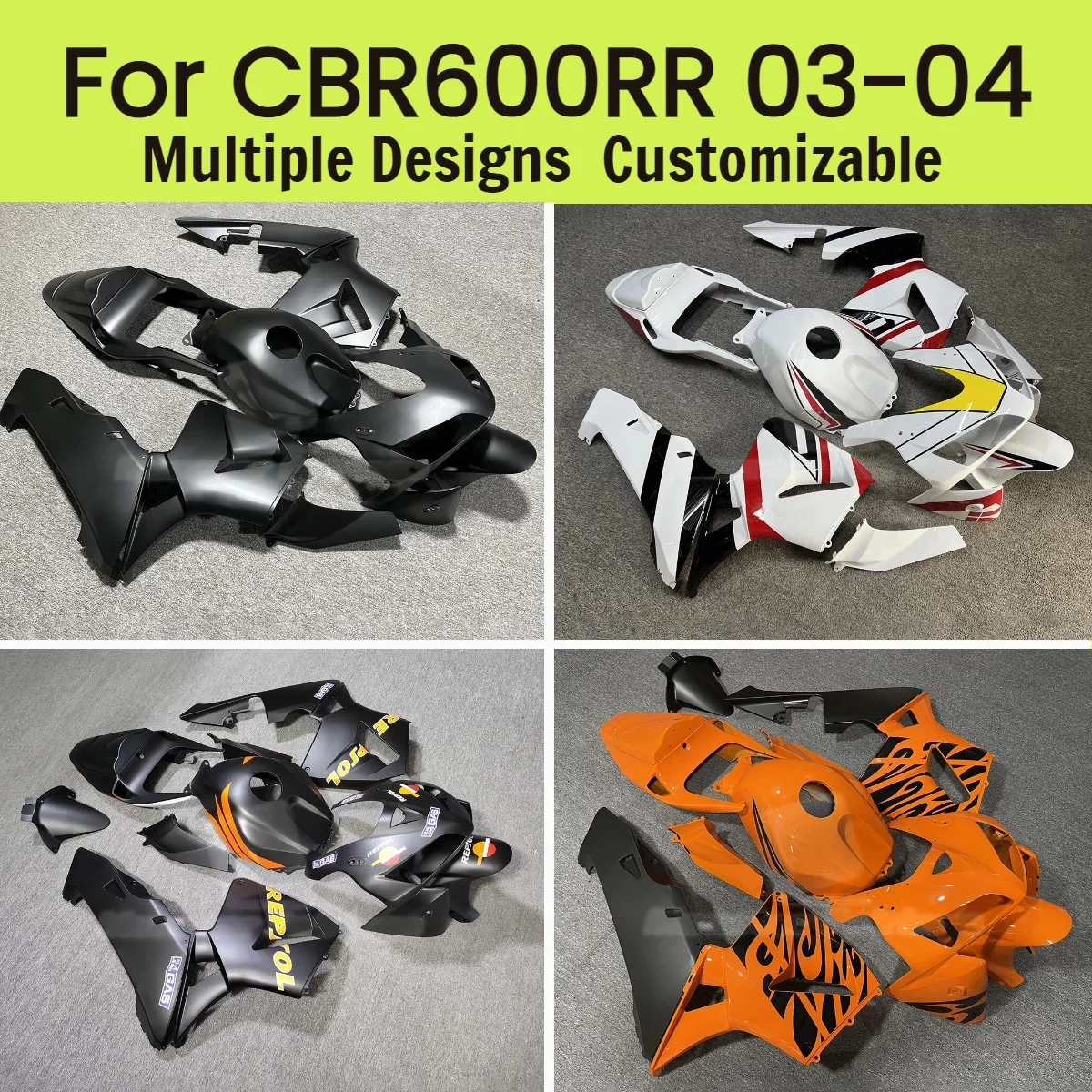 

Moto Cross Fairing Kit CBR 600RR 2003 2004 Motorcycle Fairings Custom Bodywork Set for Honda CBR600RR 03 04