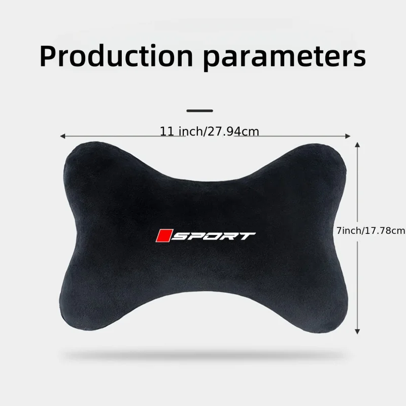 Sports Upgraded Bone-Shaped Car Neck Pillow Soft Plush Car Headrest Cushion Adjustable Straps with Zipper, Removable and Washabl