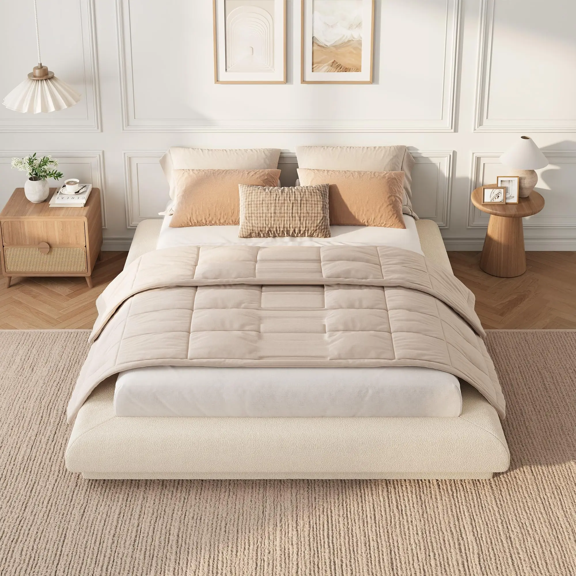 Full Queen King Cloud Platform Bed Frame, Upholstered Low Profile Floating Bed, No Box Spring Needed, Easy Assembly, Squeak-Free view 6