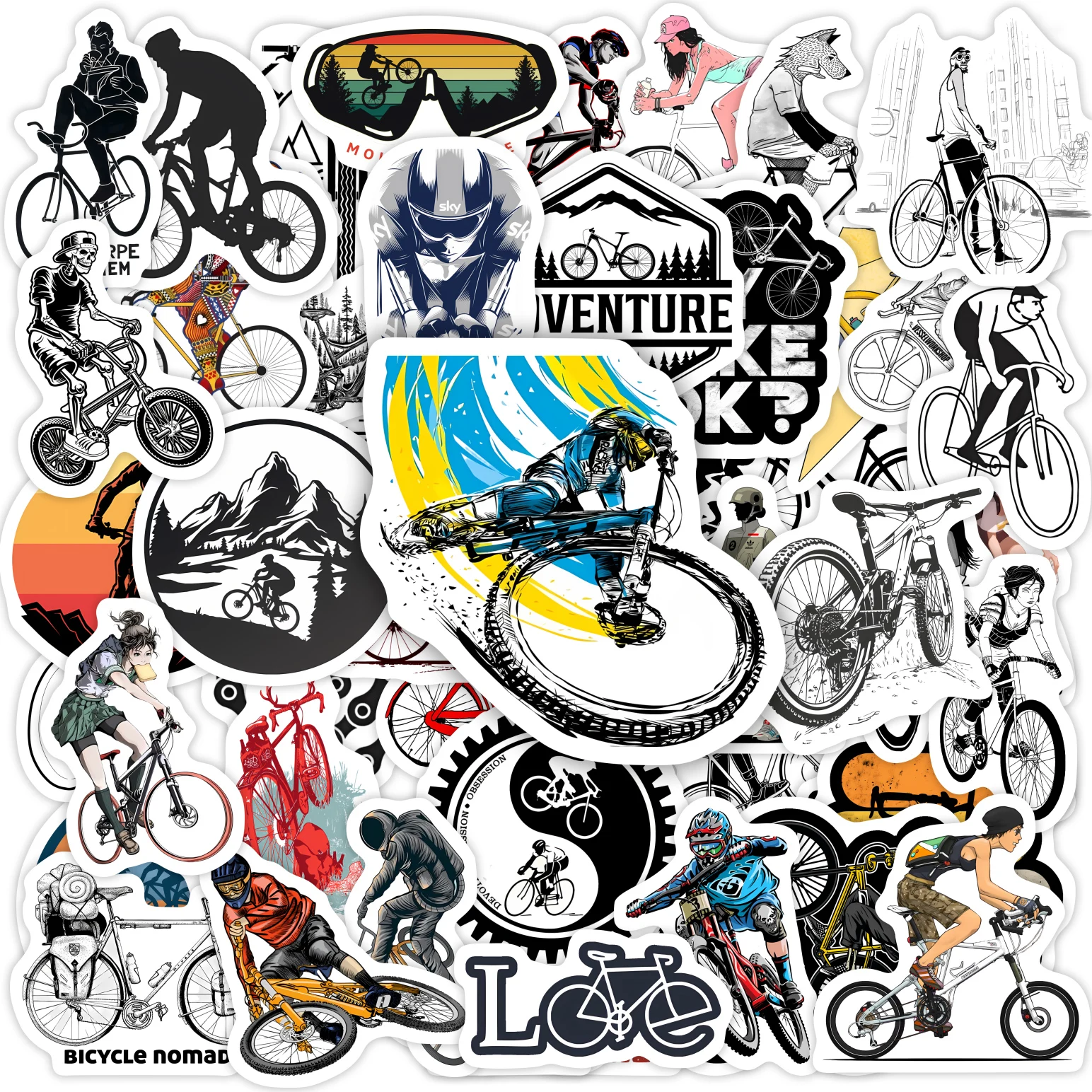 Mountain Bike Stickers Bicycle MTB Graffiti Gift Waterproof Stickers for DIY Laptop Phone Kids Sticker