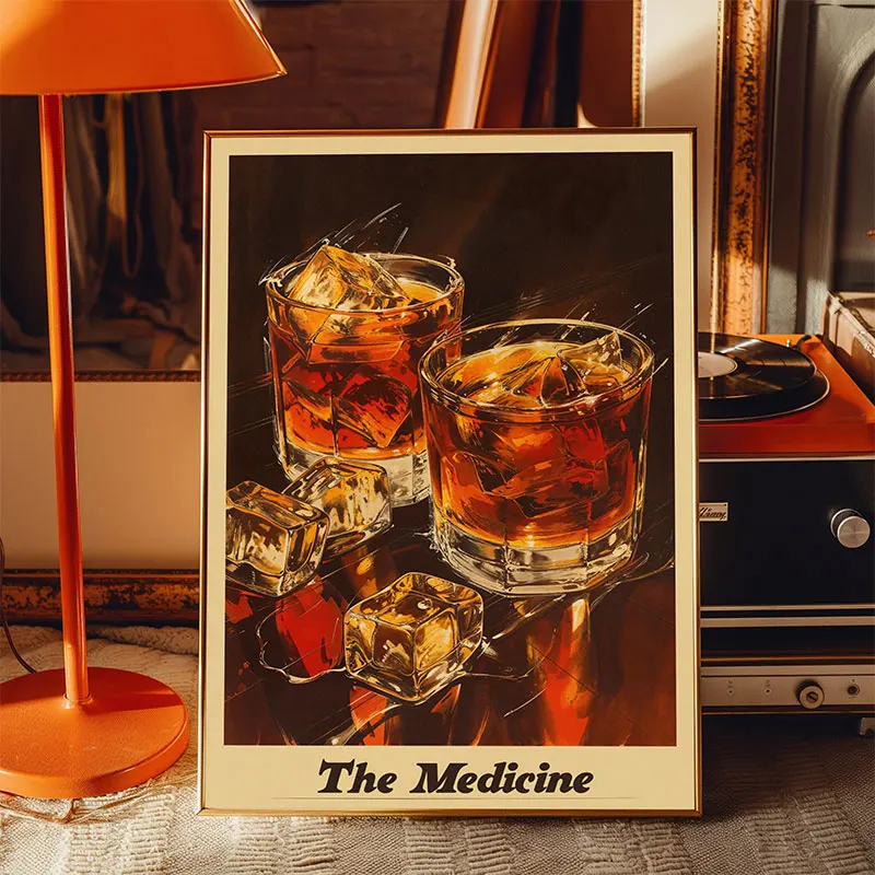 Classic Negroni Cocktail Poster Whiskey Mojito Vintage Alcohol Bar Wall Art Canvas Painting Nostalgic Bourbon Mixology Decor