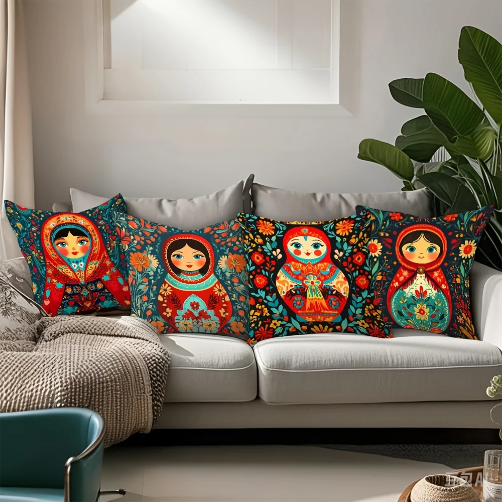Vibrant Bohemian Floral Print Throw Pillowcase Set 4pcs Decorative Ethnic Cushion Covers 40x40cm Living Room Home Decor Accessor