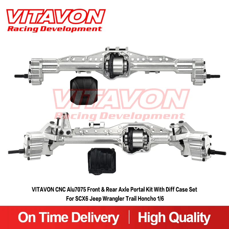 VITAVON CNC Alu7075 Front & Rear Axle Portal Kit With Diff Case Set For SCX6 Jeep Wrangler Trail Honcho 1/6