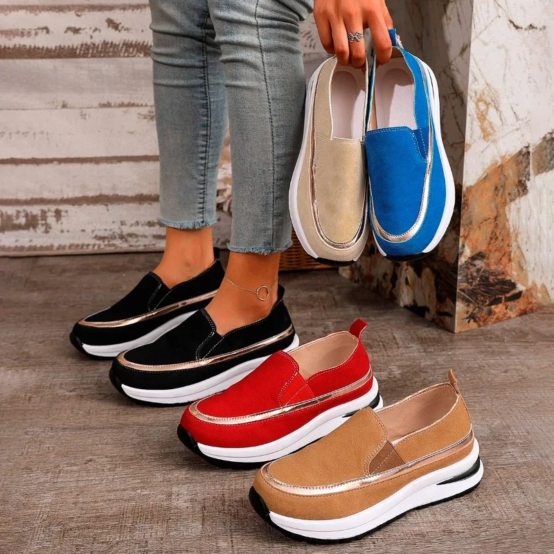 

2025 New Women's Flat Heels Platform Loafers Autumn New Trend Casual Single Shoes Woman Slip on Soft Sole Sports Shoes