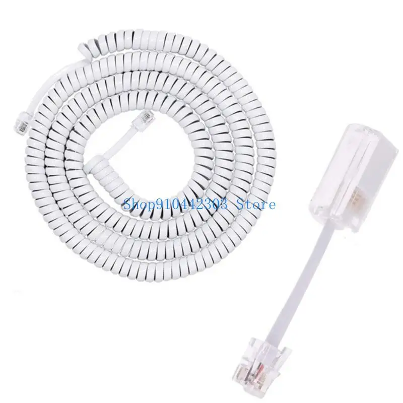 652F 1 Set 360 Degree Rotating Swivels Cord RJ9 Telephone Handset Cord Detanglers