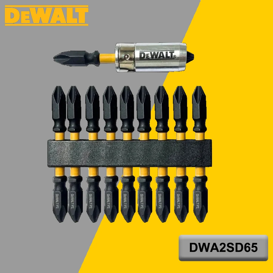 DEWALT 10PCS Bit Set with Magnetiser/Demagnetiser PH2x65mm Screw Bits Power Tool Accessories DWA2SD65