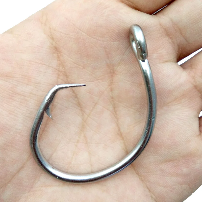 40pcs 39960 Stainless Steel Fishing Hooks White Thick Tuna Circle Bait Fishing Hook Size 8/0 9/0 10/0 11/0 12/0 13/0 14/0 15/0