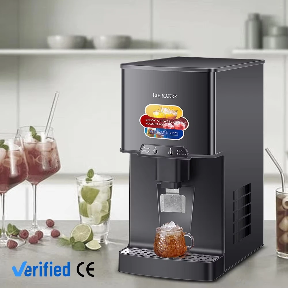 Automatic Small Party Ice Cube Maker 120KG/24h Fast Chewable Pebble Ice Machine with Dispenser High Quality