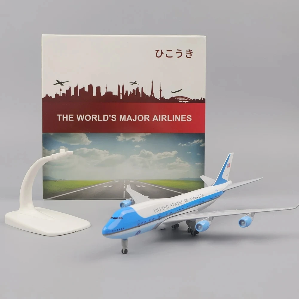 20CM Air Force One B747 Model Planes Alloy Scale Airplanes Diecast With Landing Gear Collection Gift Souvenir Plane