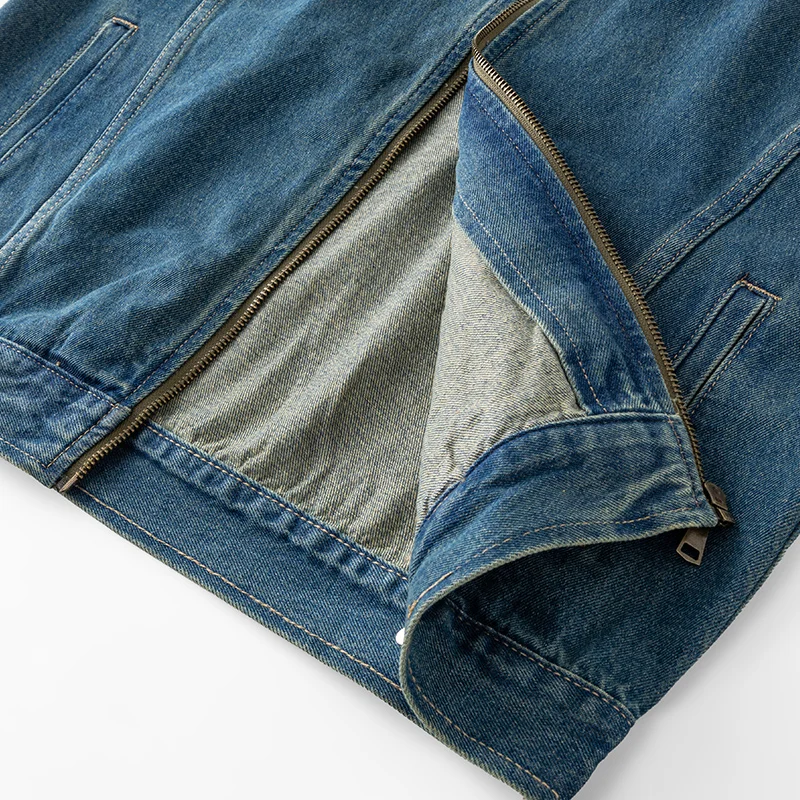 Men's Casual Non-Stretch Denim Jacket High Street Style Zipper Loose Workwear Jacket Plus Size Trendy Streetwear Top 115 S8d2f2fbfa75846aca27cbec2e87f7678U
