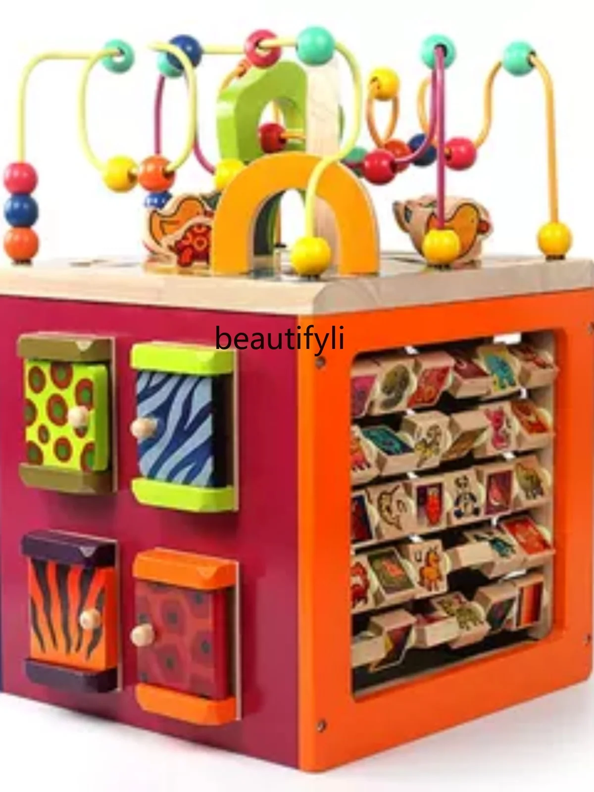 Treasure box toys for infants and children Beaded wood cube 1-2-3 and a half years old Baby early education