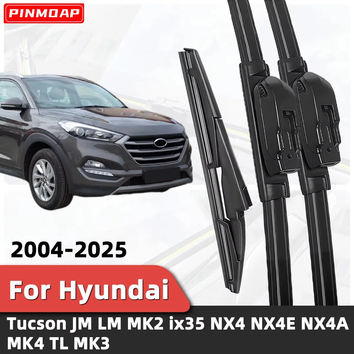 3 Stück Auto-Scheibenwischer Passend für Hyundai Tucson JM LM MK2 IX35 NX4 NX4E NX4A MK4 TL MK3 2004-2025 Auto-Glaszubehör 2024