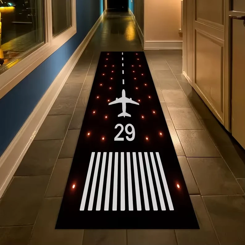 VIKAMA Runway Rug Aviation Airport Track Design Living Room Bedroom Mats Home Decoration Carpet Kitchen Rug Doormat