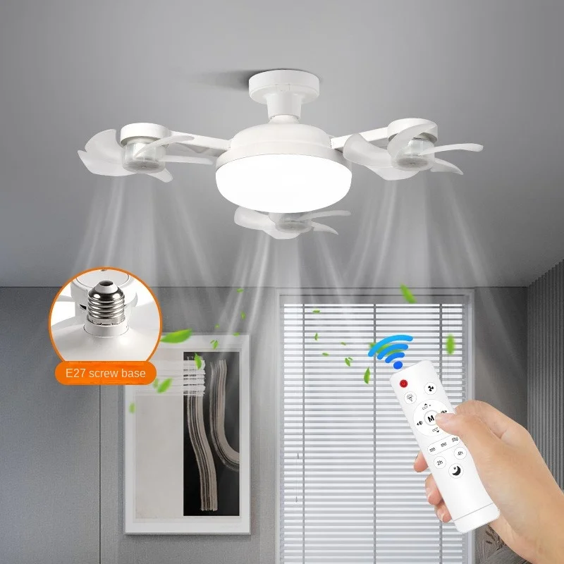 K-Star LED E27 Drone Fan Light, Silent Dimmable Ceiling Fan Chandelier, Integrated Lamp for Living Room Bedroom