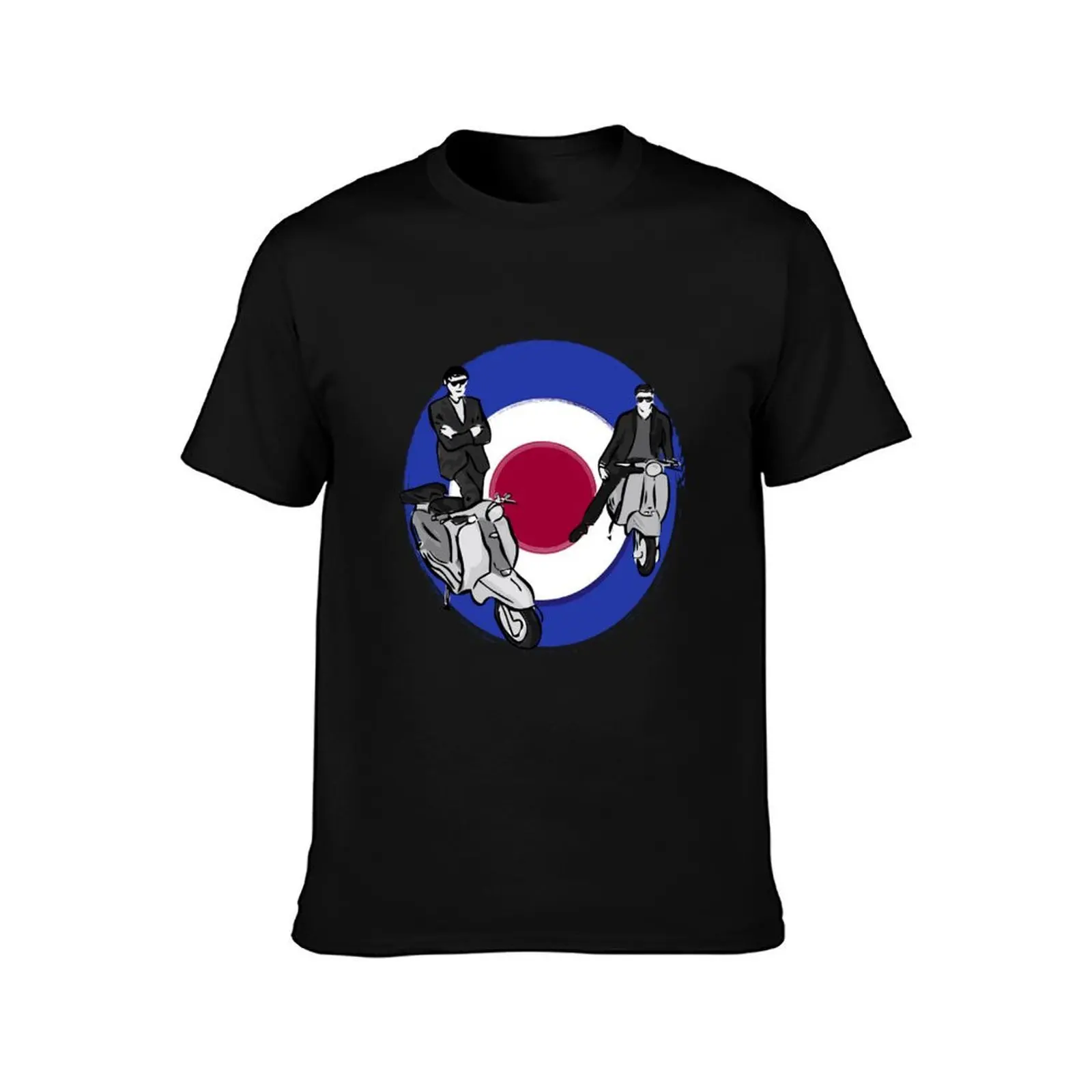 Scooter Boys on Mod Target T-Shirt, Summer Casual Cotton Tee, Oversized Streetwear Tops, Vintage Graphic Print, Unisex Men Women