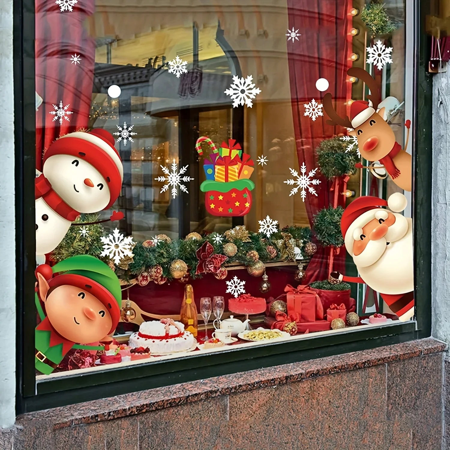 82Pcs, DIY Merry Christmas Wall Stickers Showcase Window Festival Decals Santa Murals New Year Christmas Decorations for Home