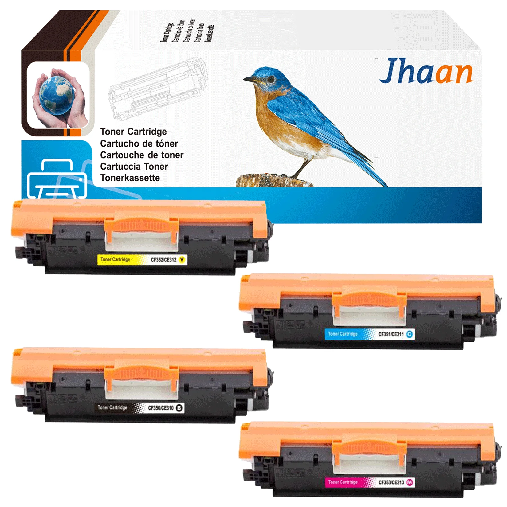 Jhaan 130A متوافق مع خراطيش الحبر HP CF350A CF351A CF352A CF353A لطابعات HP Color Laserjet Pro MFP M176n M177fw