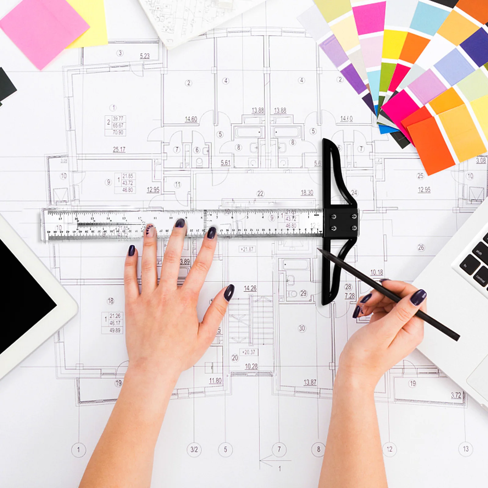Liniaal 18 inch transparant tekengereedschap voor architectuurtechniek houtbewerking tekening meten multi