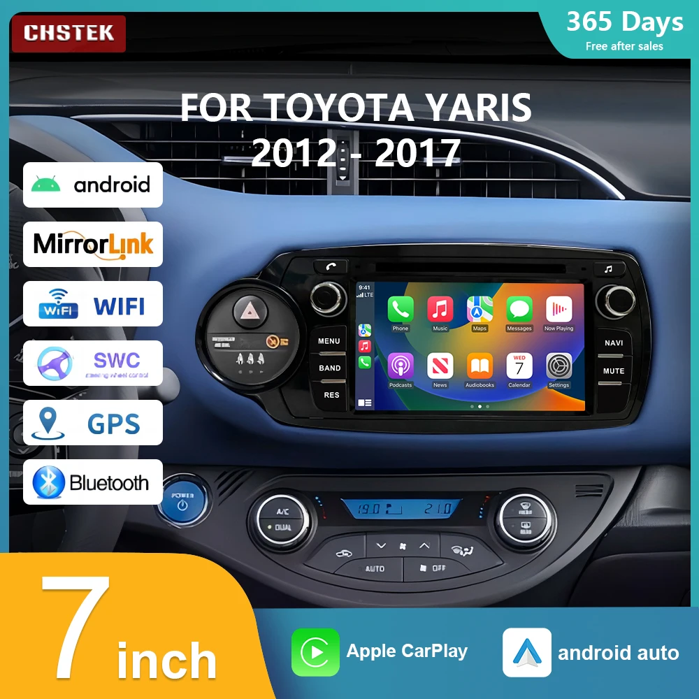 CHSTEK Car Radio Wireless Carplay Qualcomm Android 13 For Toyota Yaris Vitz XP130 2011-2020 Multimedia Navigation player GPS 4G