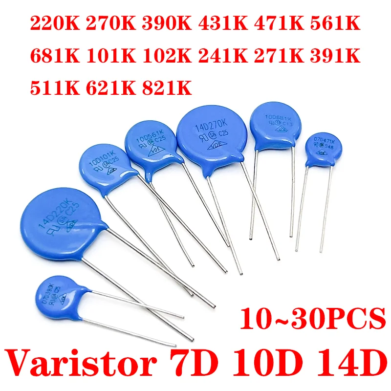 10pcs-30pcs 7D 10D 14D مكثف 220K 270K 390K 431K 471K 561K 681K 101K 102K 241K 271K 391K 511K 621K 821K
