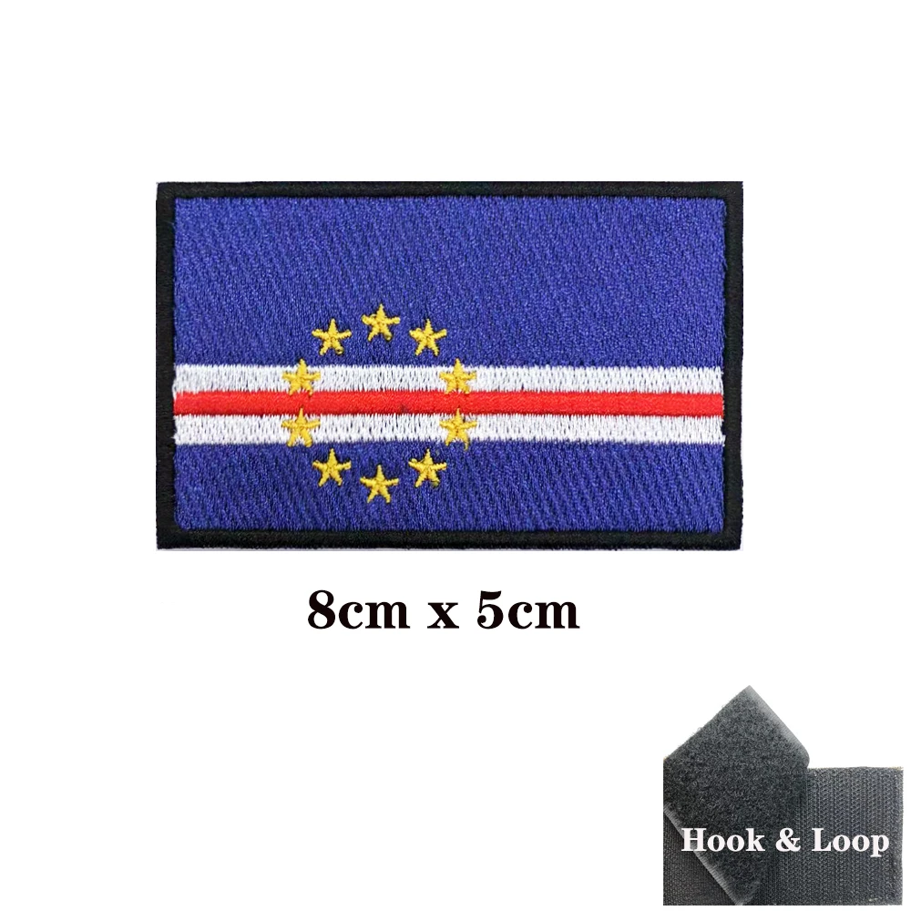Cape Verde Flag Patches Armband Embroidered Patch Hook & Loop Iron On Embroidery  Badge Military Stripe