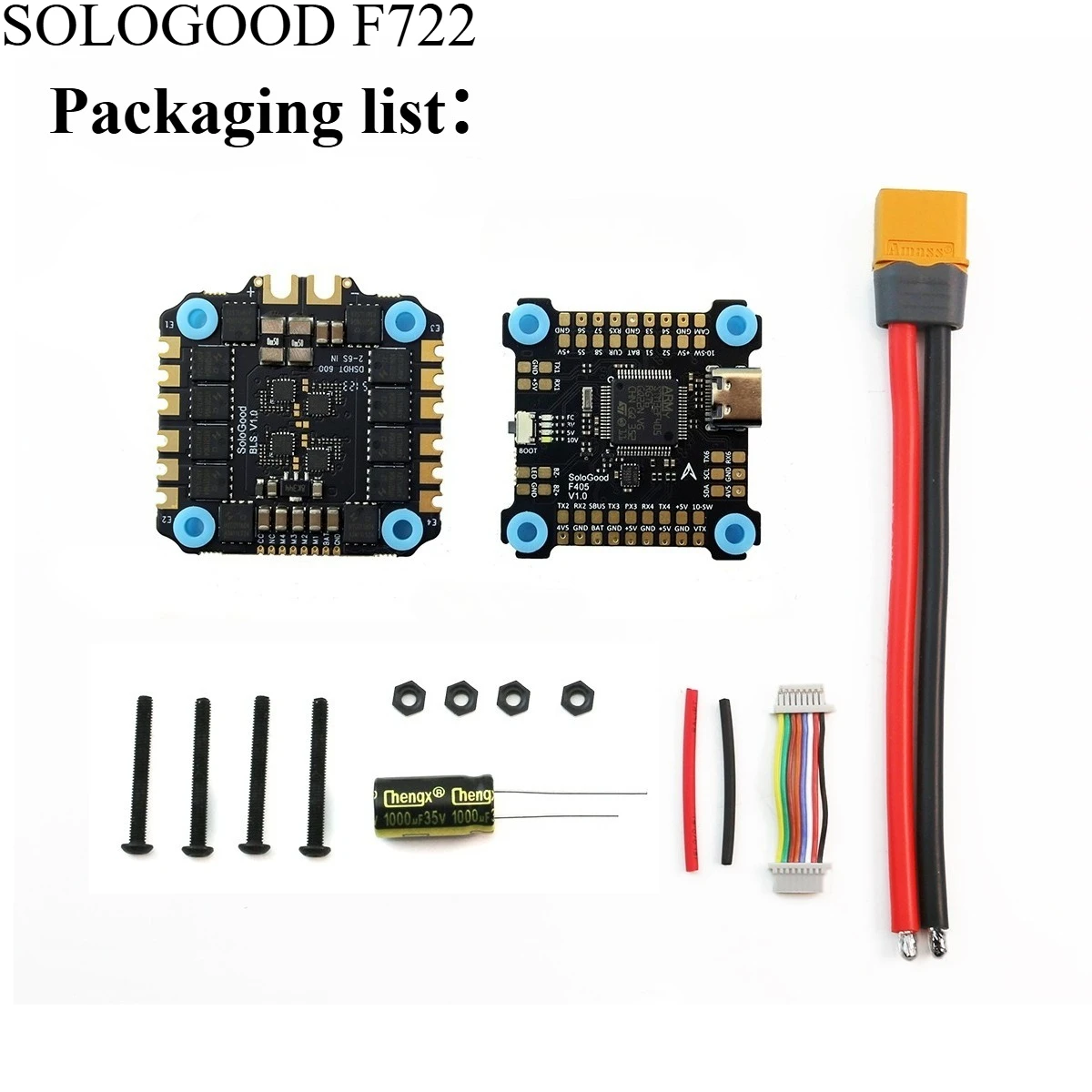 

F722 Flight Controller V1.0 BLHeli_S 6S FC 60A 80A ESC 30.5*30.5mm F7 Flight Stack Suitable for FPV X8 Drone 8 Motor output