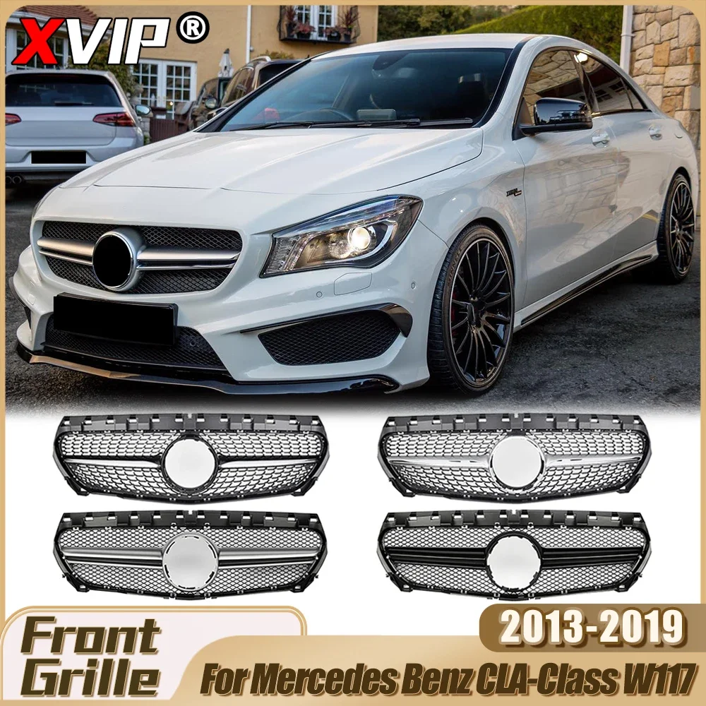 

XVIP Chrome Black Diamonds Style Front Racing Grille For Mercedes Benz CLA-Class W117 CLA180 CLA200 2013-2019 Upper Grill Tuning