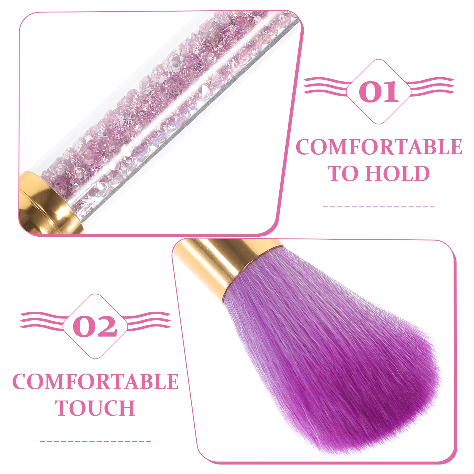 1 Uds. Brocha para decoración de uñas de doble cabezal, eliminador de polvo profesional, herramienta de manicura con diamantes de imitación acrílicos, brocha para maquillaje y colorete en polvo