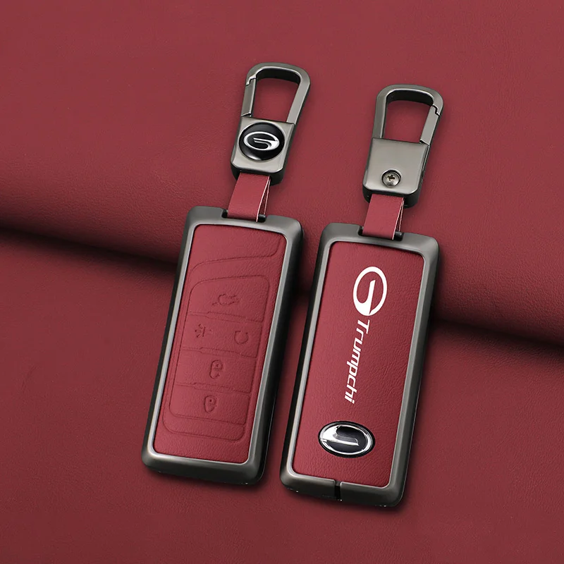 

For GAC New Energy Trumpchi GS4 GM8 GA3 GA6 SGS7 GA4 GS5 GS3 GS8 Zinc Alloy Leather Car Key Case Cover Keychain Auto Accessories