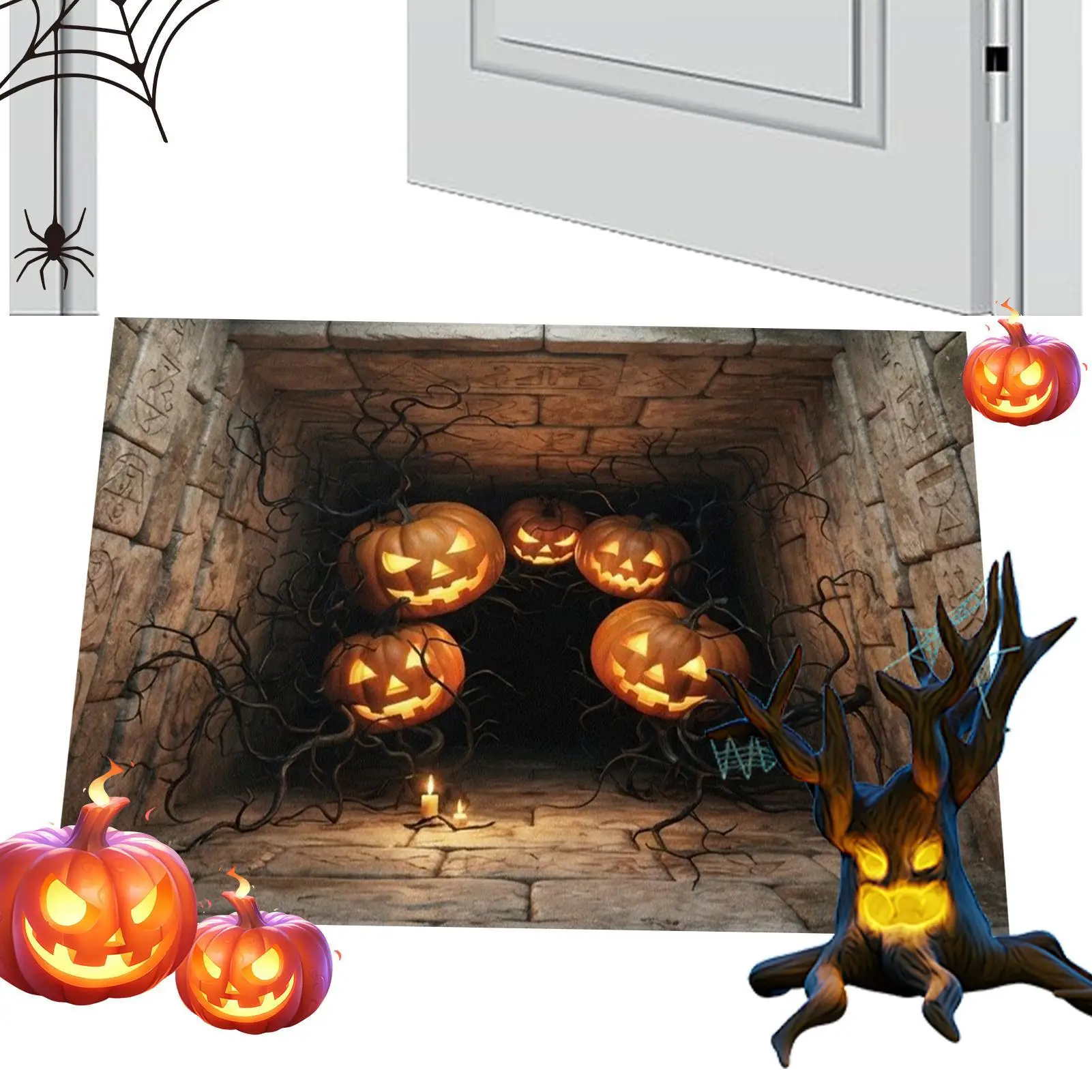 Halloween Rug Non-Slip Door Mat Illusion Entryway Pad 60x40cm Floor Protection Mat Decoration For Living Room Holiday Party Home