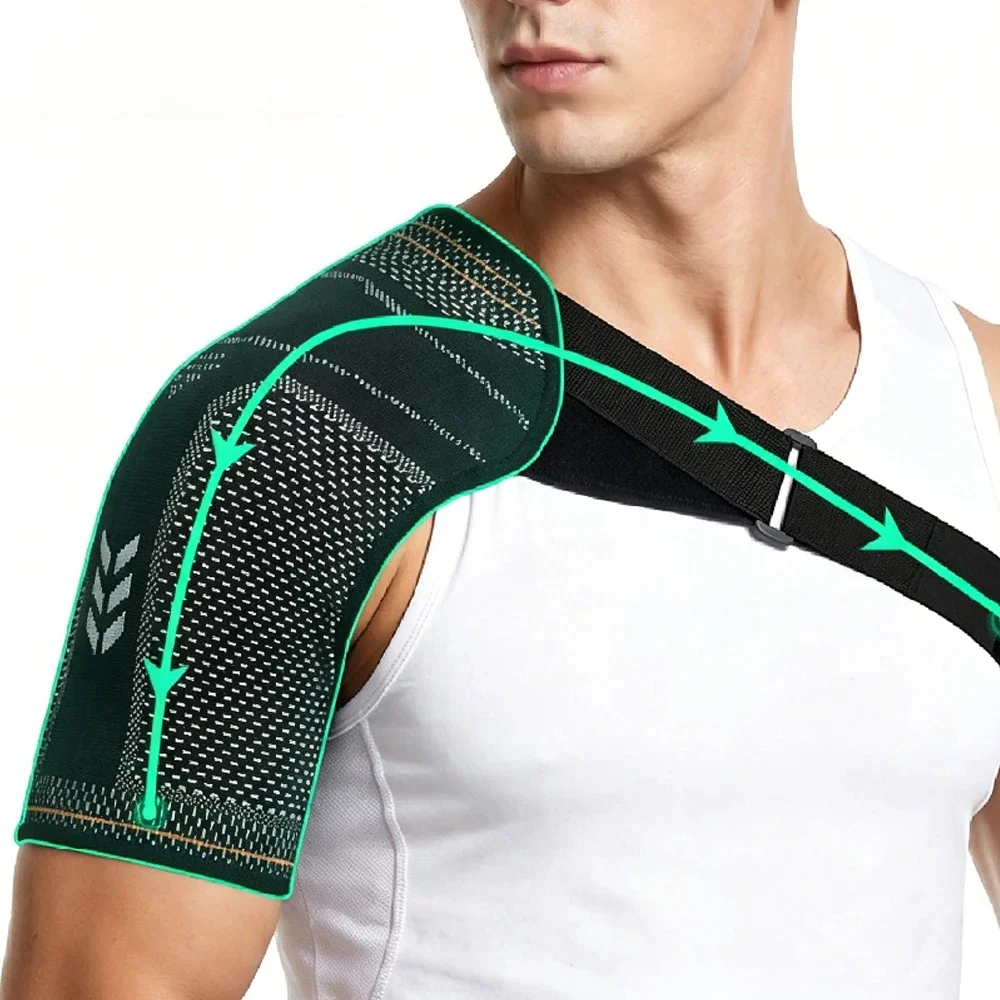 1PCS Shoulder Compression Support Strap, Adjustable Breathable Sweat-Wicking Shoulder Stabilizer Brace for Workout Recovery